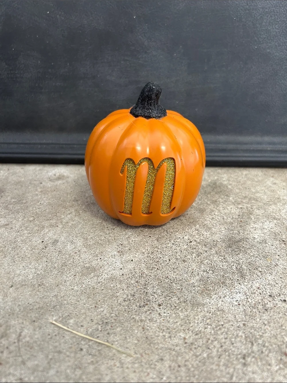 Orange Mini Decorative Pumpkin with Gold Glitter 'm'